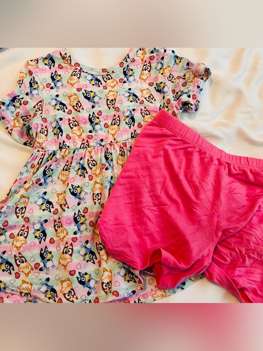 Little Snuggles Bamboo Bluey True Heart short sleeve short set